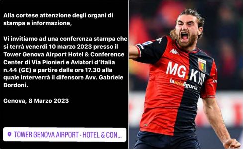 Caso Portanova, il calciatore del Genoa convoca una conferenza stampa al Tower Airport Hotel