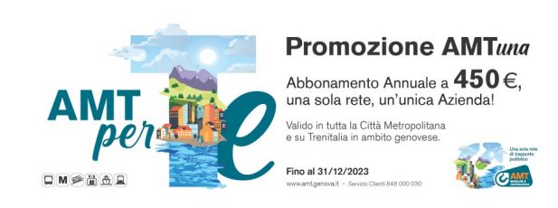 Genova, ecco "Amt Una": il nuovo abbonamento annuale per il trasporto pubblico costerà 450 euro