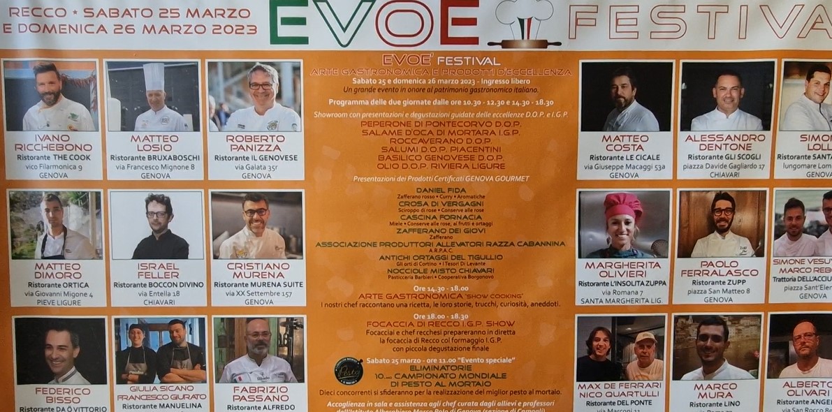 Liguria, i prodotti regionali d'eccellenza promossi da Evoè festival. Il vice presidente Piana: "Recco è una vera e propria capitale del gusto"