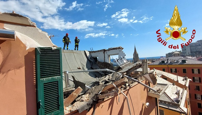 Cedimento di un tetto in via Venezia, la procura di Genova indaga per crollo colposo