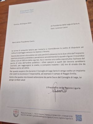 Spezia-Verona a Udine, scendono in campo anche Toti e Orlando