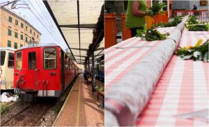 Genova-Casella, il trenino riparte e festeggia con il salame più lungo del mondo a Sant'Olcese