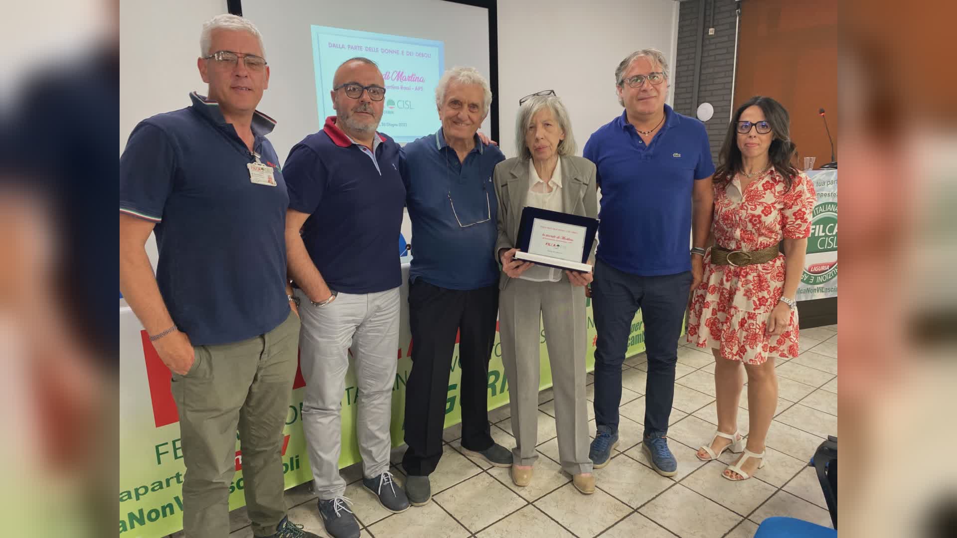 Dalla Filca Cisl Liguria donazione di mille euro all'associazione dedicata a Martina Rossi