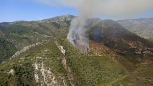 Ventimiglia, divampato incendio sulle alture: vigili del fuoco ed elicottero in azione