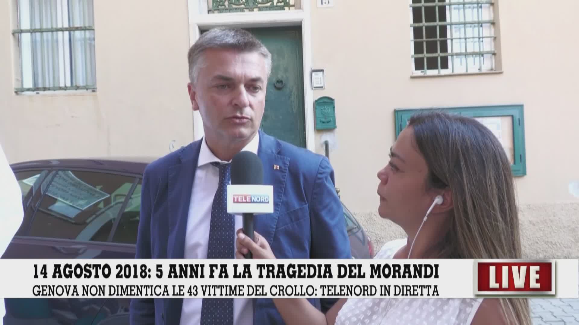 Ponte Morandi, il giorno del ricordo, Rixi a Telenord: "Ci batteremo perché non accada mai più"