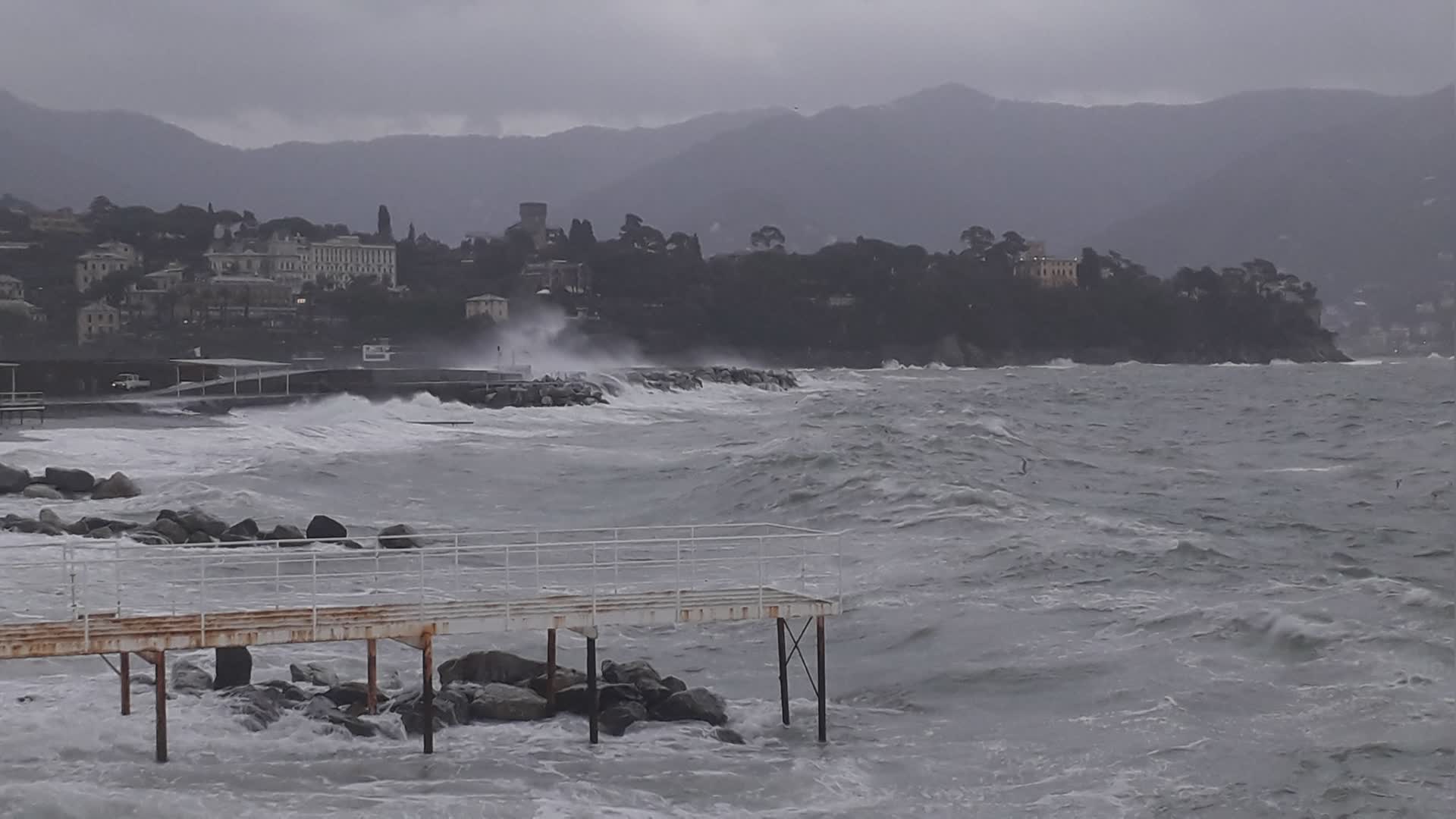 Forti raffiche di vento a Santa Margherita Ligure durante l'allerta: sono crollati rami ed è andata via la corrente