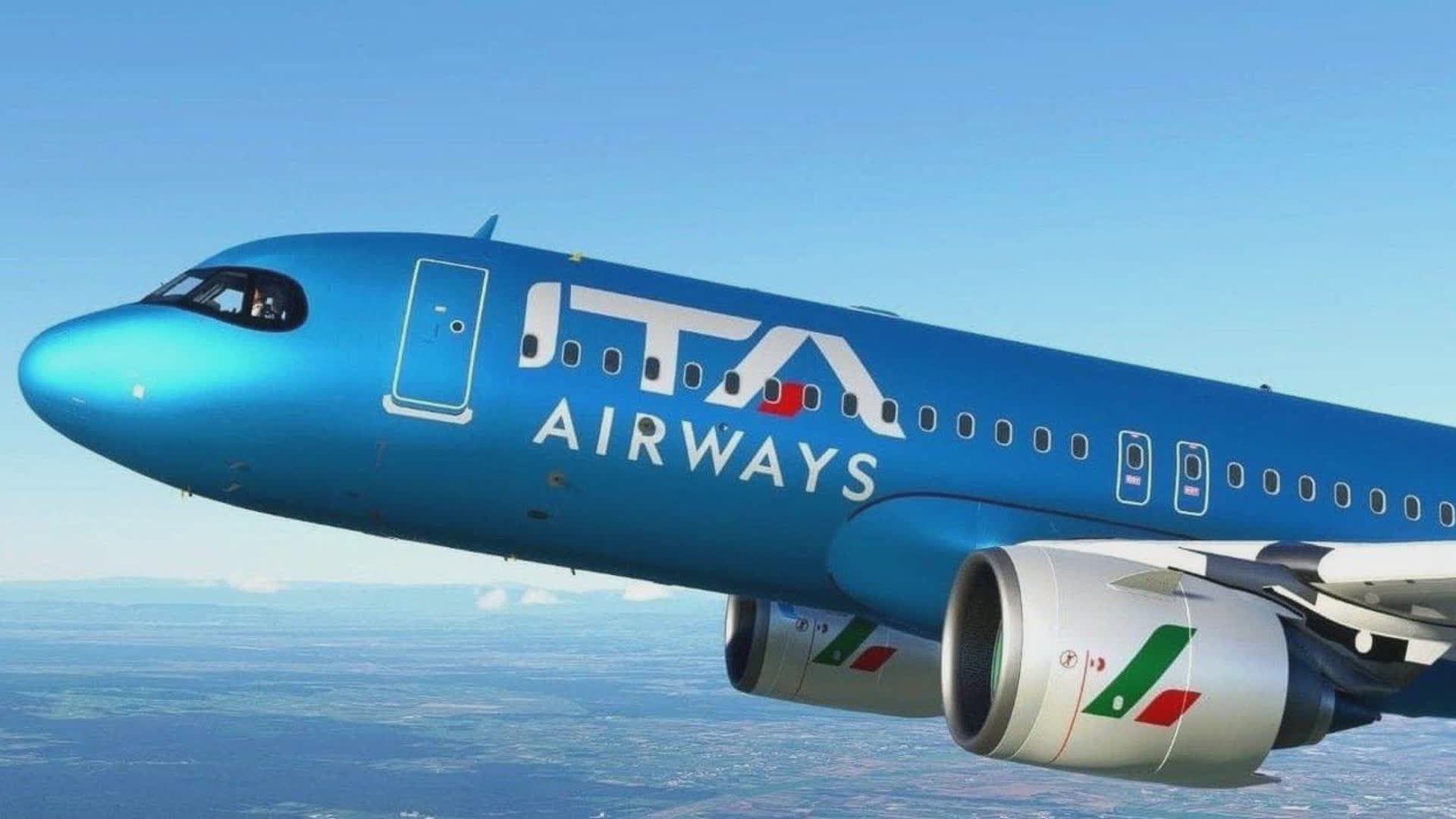 ITA Airways, presentato primo Airbus A220 con livrea azzurra della flotta