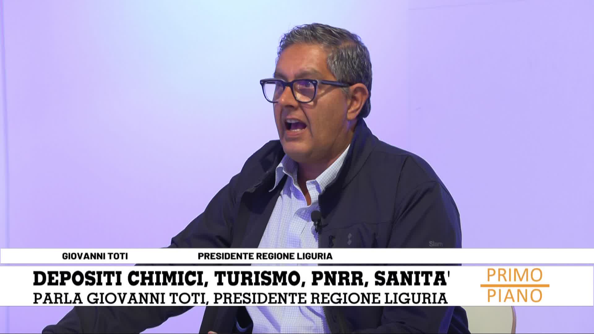 Primo piano, Giovanni Toti: depositi chimici, turismo, pnrr, sanità