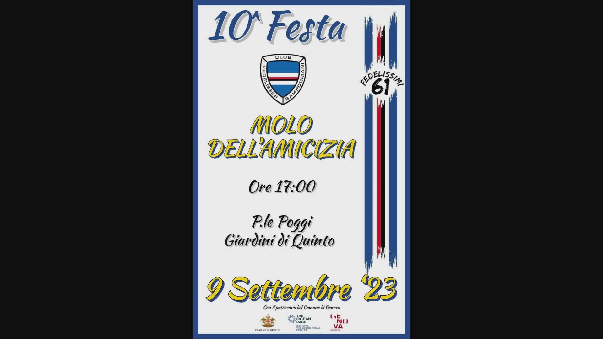 Sampdoria, sabato la festa dei Fedelissimi 1961 al molo dell'amicizia