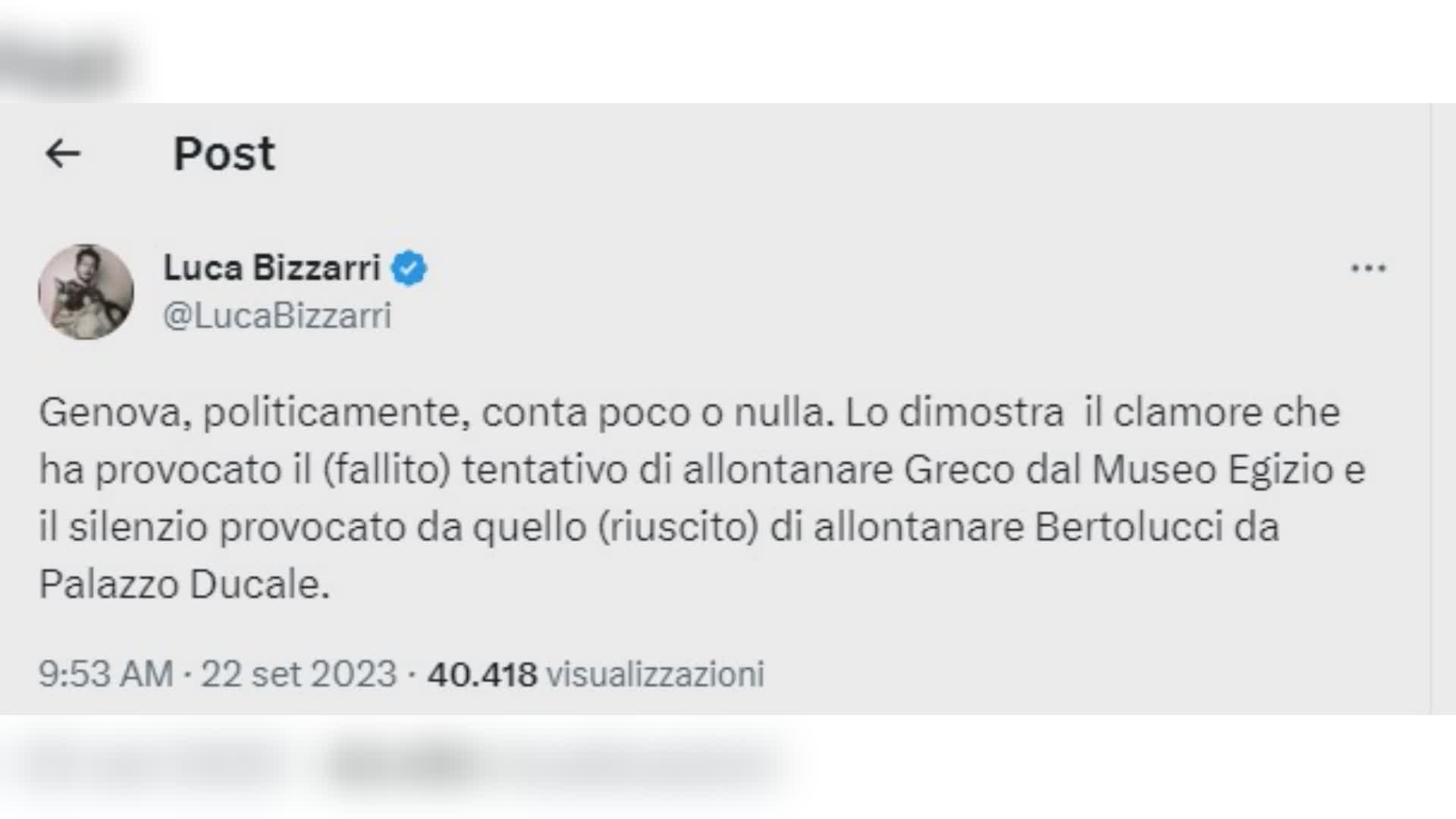 "Genova politicamente conta poco o nulla": l'affondo di Luca Bizzarri su Twitter-X