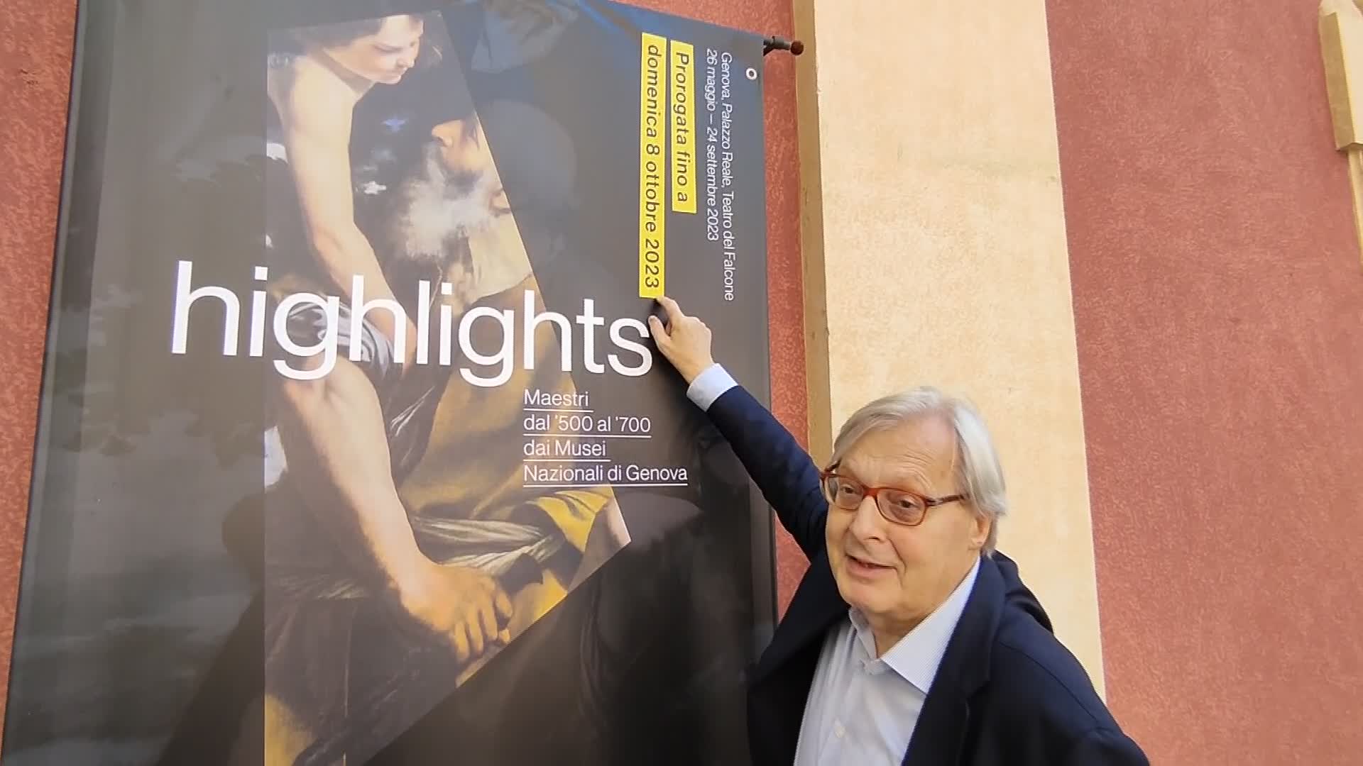 Genova, visita a sorpresa del sottosegretario Vittorio Sgarbi per la mostra 'Highlights' di Palazzo Reale