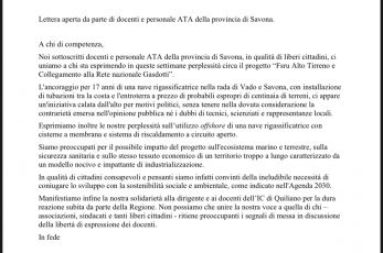 Rigassificatore, 500 firme per dire no al progetto raccolte nelle scuole savonesi e inviate in Regione
