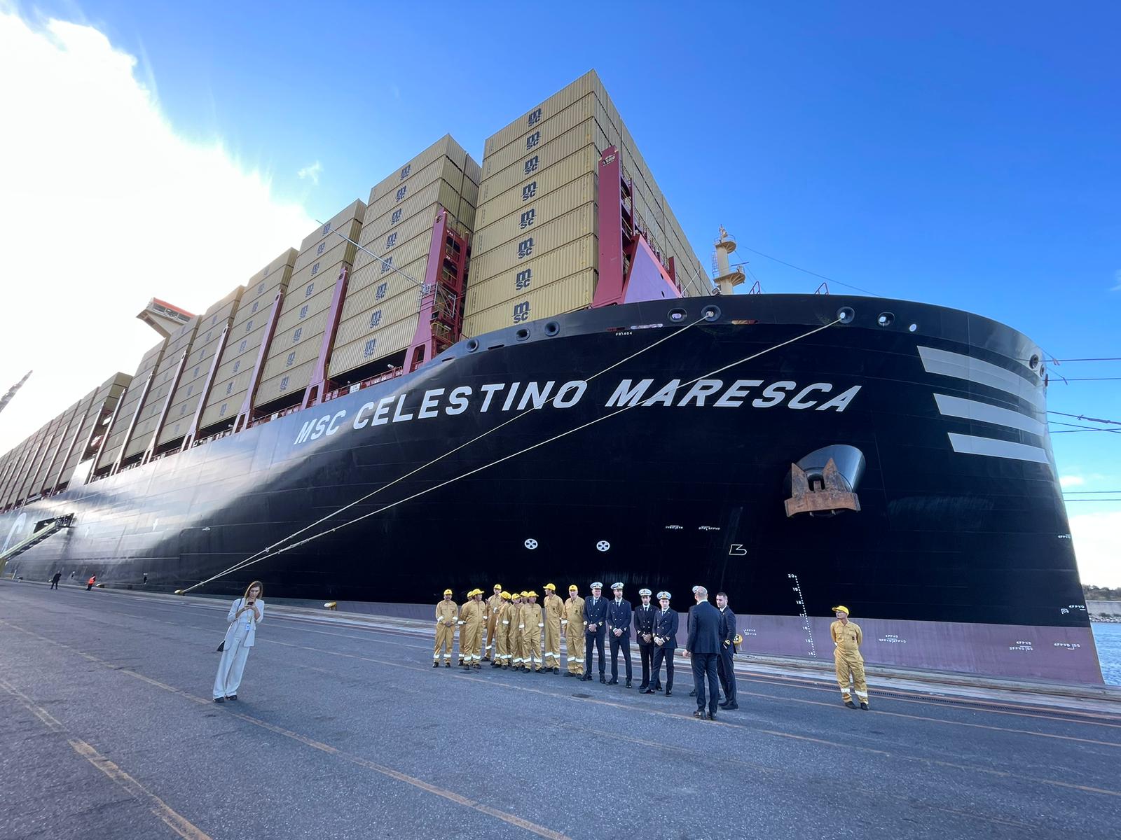 Gioia Tauro, inaugurata la MSC Celestino Maresca: è la più grande nave mai attraccata in porto