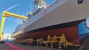Riva Trigoso, varata nello stabilimento di Fincantieri la nona fregata multiruolo "Spartaco Schergat"