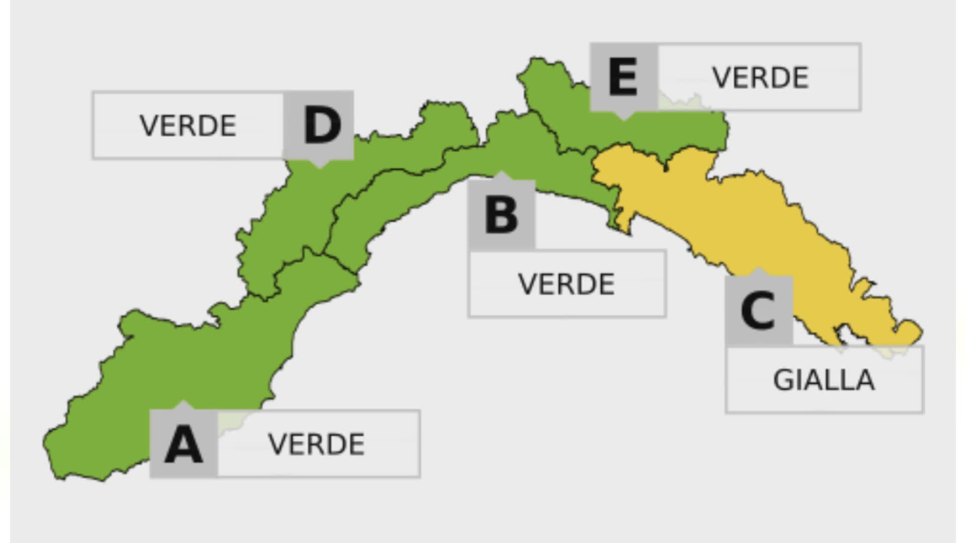 Liguria, allerta gialla sul Levante dalle 18 di stasera alle 8 di domani