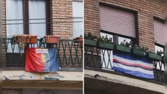 Sapessi com'è strano il derby Genoa-Sampdoria a Milano: la "sfida" tra balconi di un condominio a Lambrate