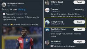 Genoa, anche a Niang piace l'anticipazione di Telenord: un cuore su Twitter per commentare la nostra notizia