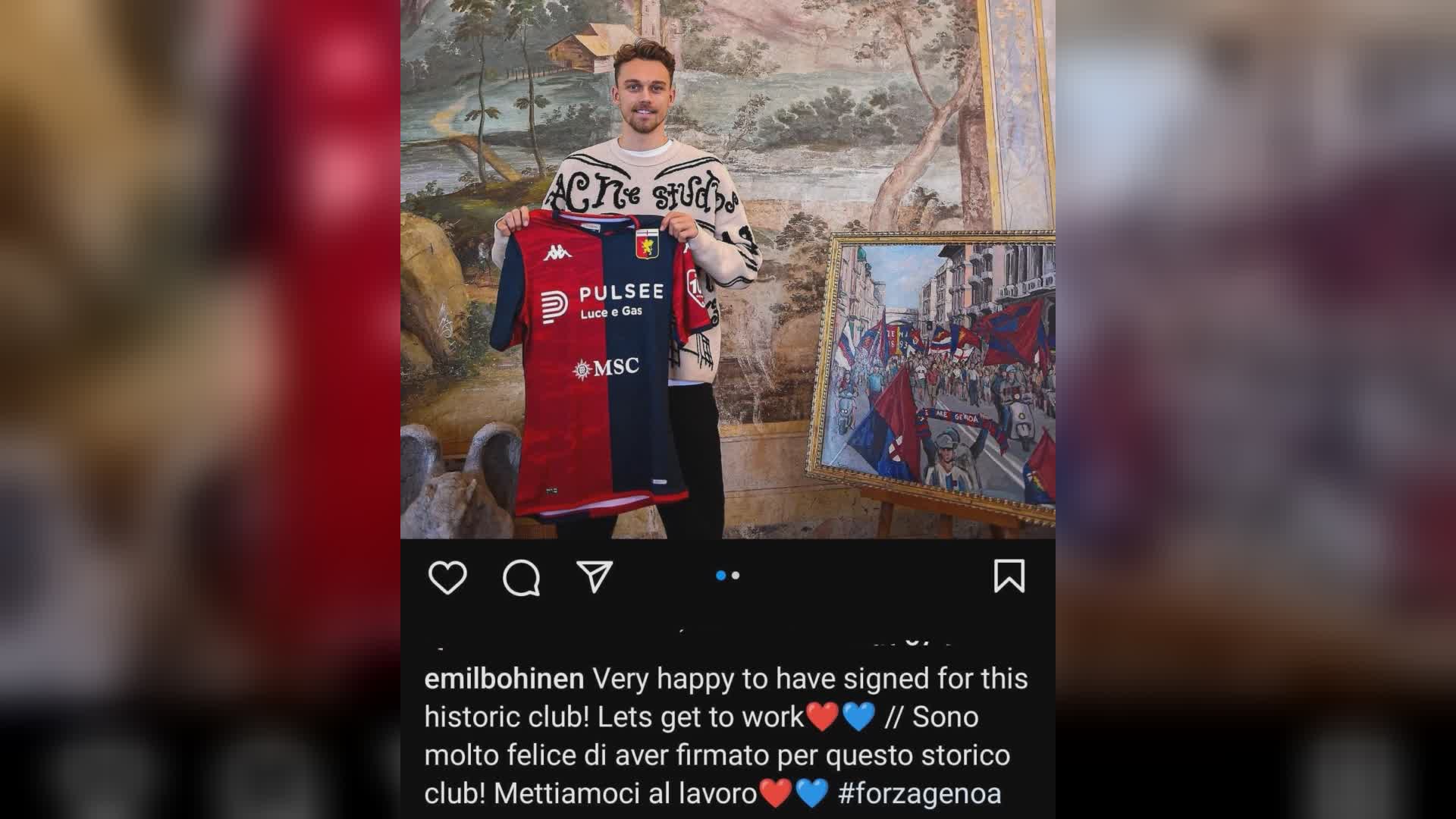 Genoa, Bohinen si presenta: "Felice di aver firmato per questo storico club"
