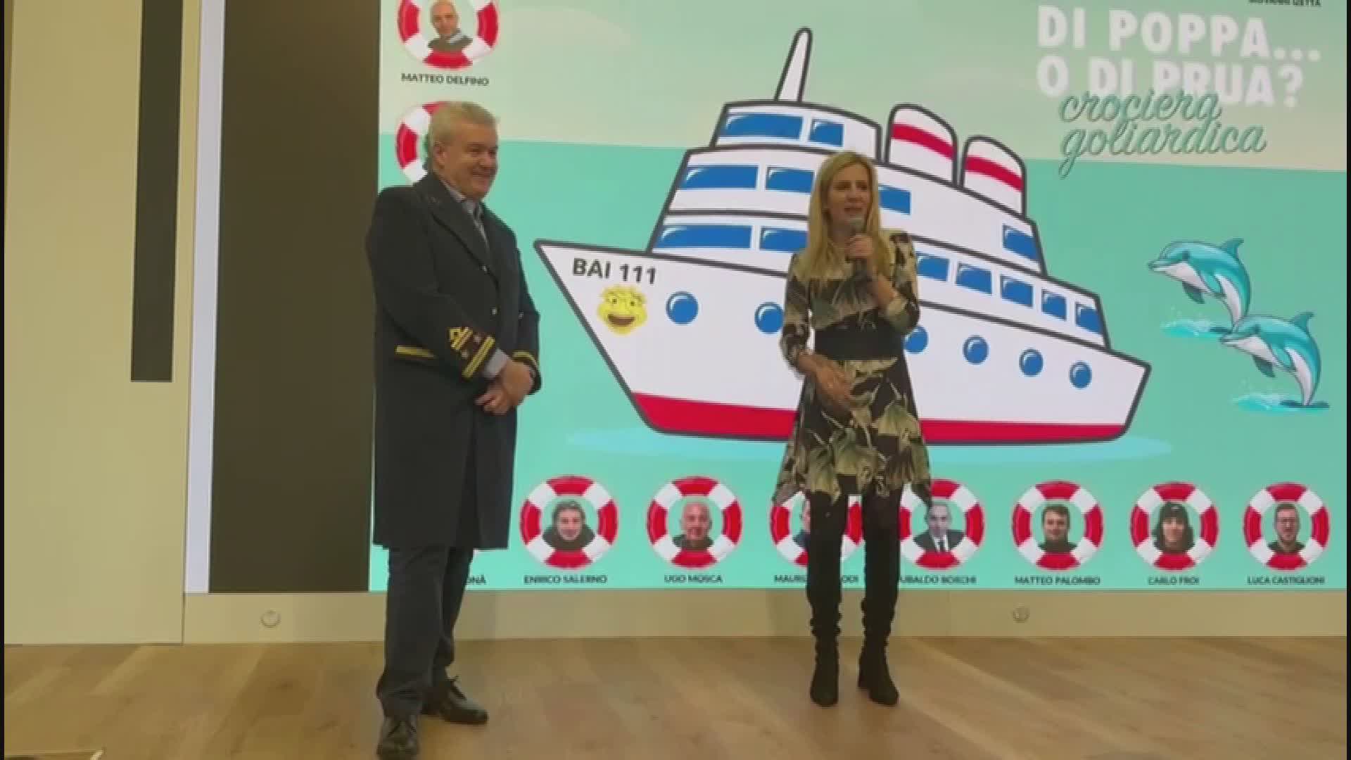 Genova, la Baistrocchi di nuovo in scena al Politeama con una "crociera" goliardica: Toti e Bucci come Stanlio e Ollio