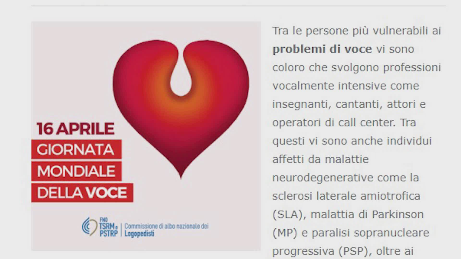 Giornata mondiale della voce, l'importanza della figura del logopedista