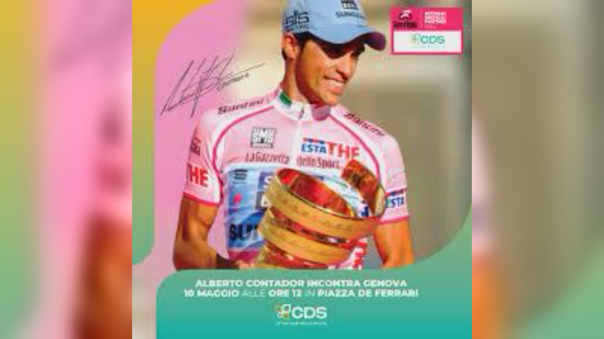 Genova, Contador incontra i tifosi di ciclismo in piazza De Ferrari