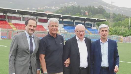 Sestri Levante: Marani, presidente Lega Pro, in visita allo stadio "Sivori" accolto dal patron Risaliti e dal sindaco Solinas