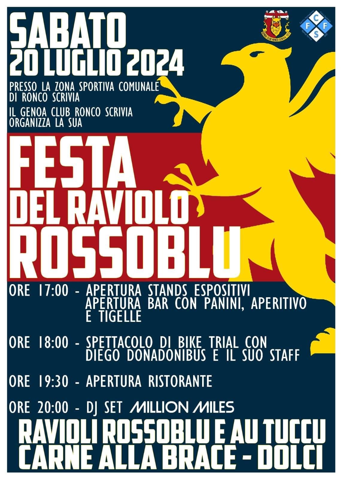 Ronco Scrivia: sabato la festa del raviolo rossoblu presso la zona sportiva