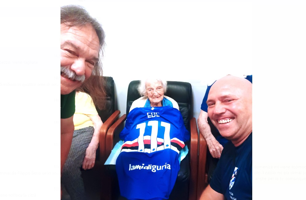 Sampdoria, una maglia personalizzata per la nonna tifosa più longeva della Liguria