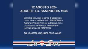 Sampdoria: festa del 78° compleanno alla fine della partita con il Como