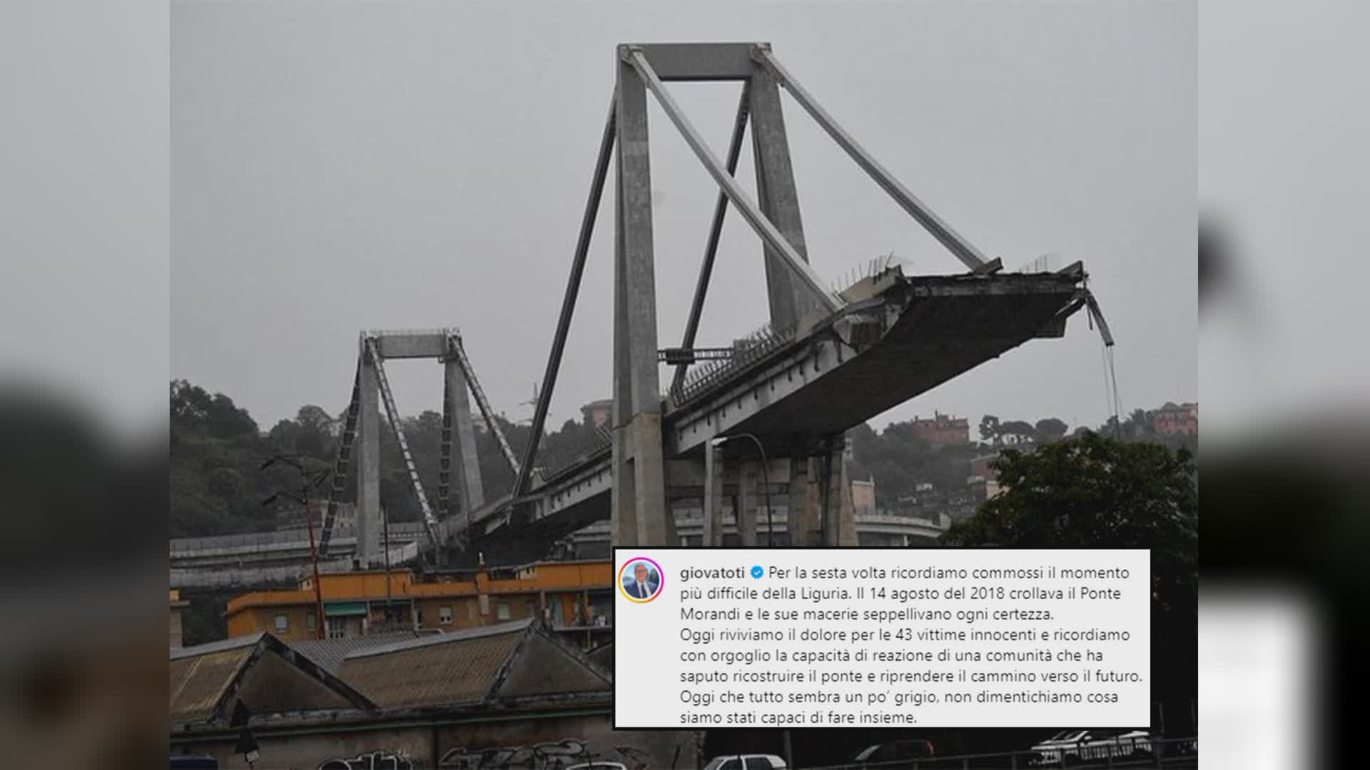 Ponte Morandi, Toti: "Le sue macerie hanno seppellito certezze"