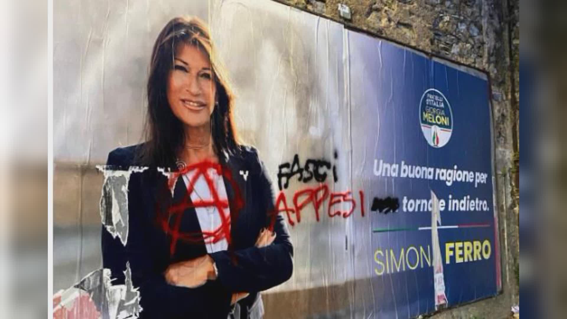 Elezioni, "Fasci appesi", minacce nella notte su manifesto elettorale di Simona Ferro (FdI). Orlando e Natale (Pd): "Solidarietà all'assessore"