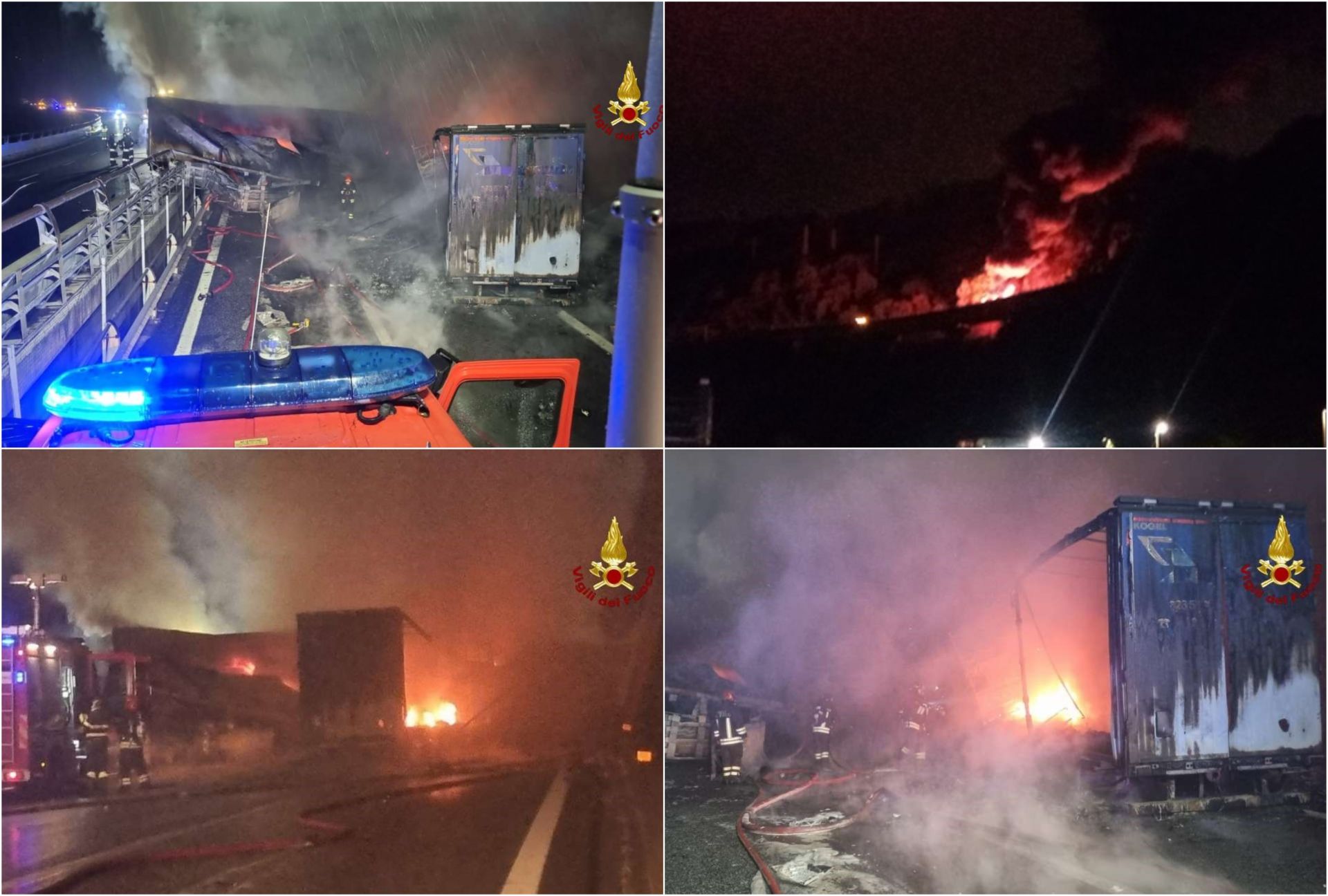 Inferno di fuoco in A26 , tir invade la carreggiata e ne scontra un altro. Tre feriti. In mattinata riaperta autostrada (VIDEO)