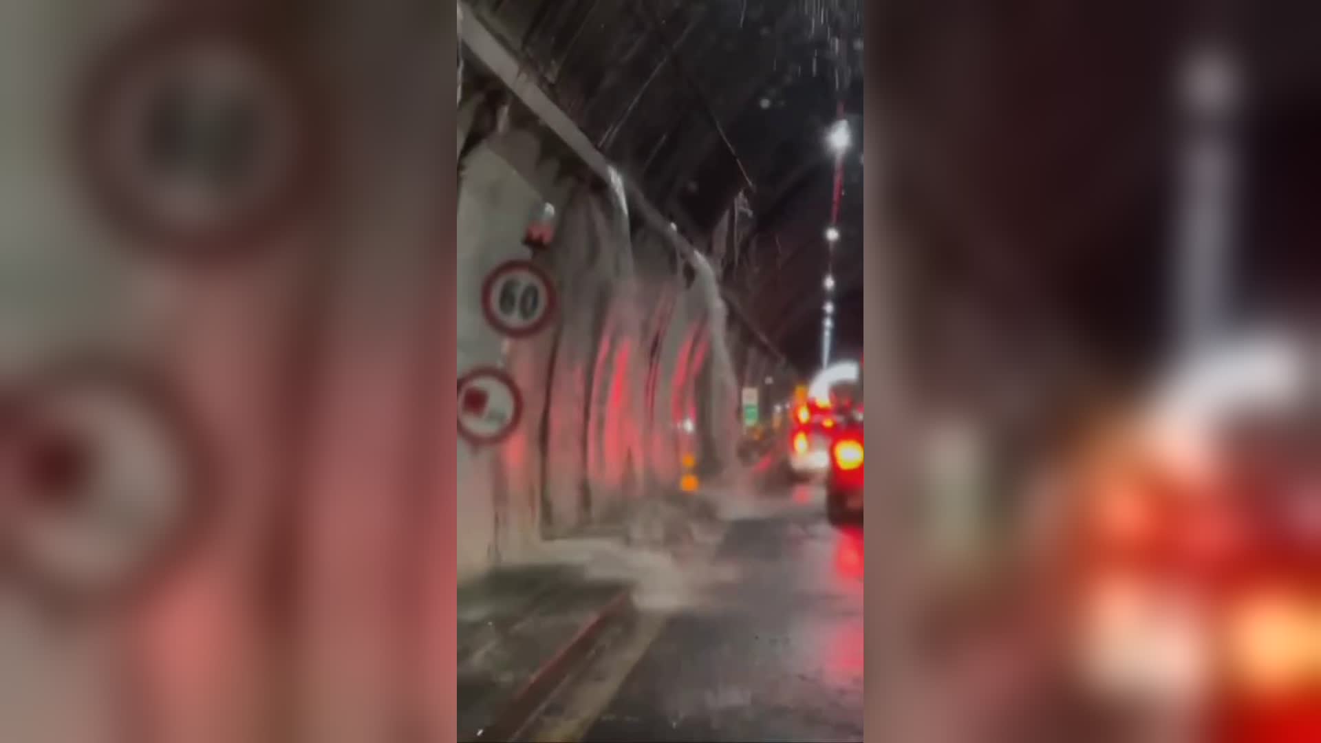 Maltempo: Campo Ligure, in A26 cascate d'acqua in galleria (VIDEO)