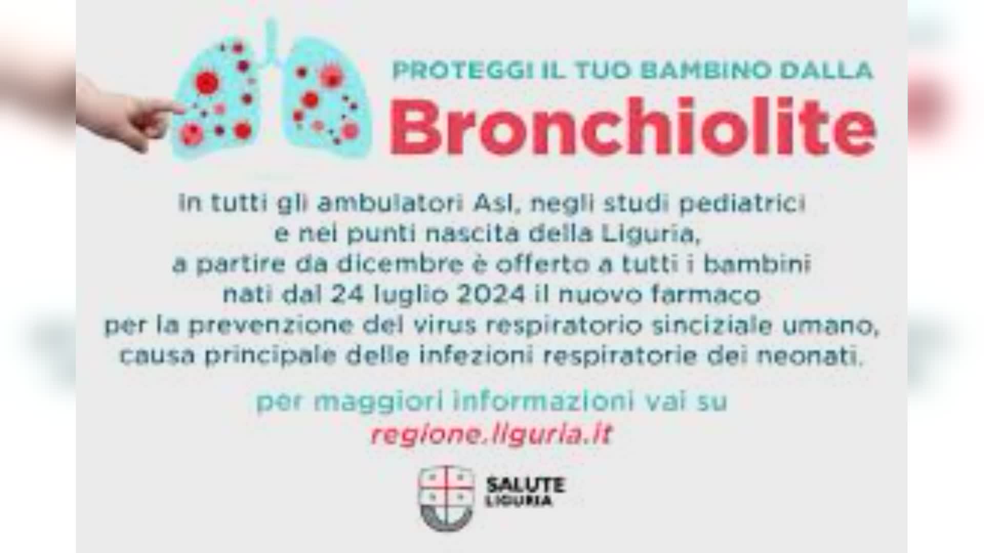 Liguria, prosegue la campagna di vaccinazione contro la bronchiolite