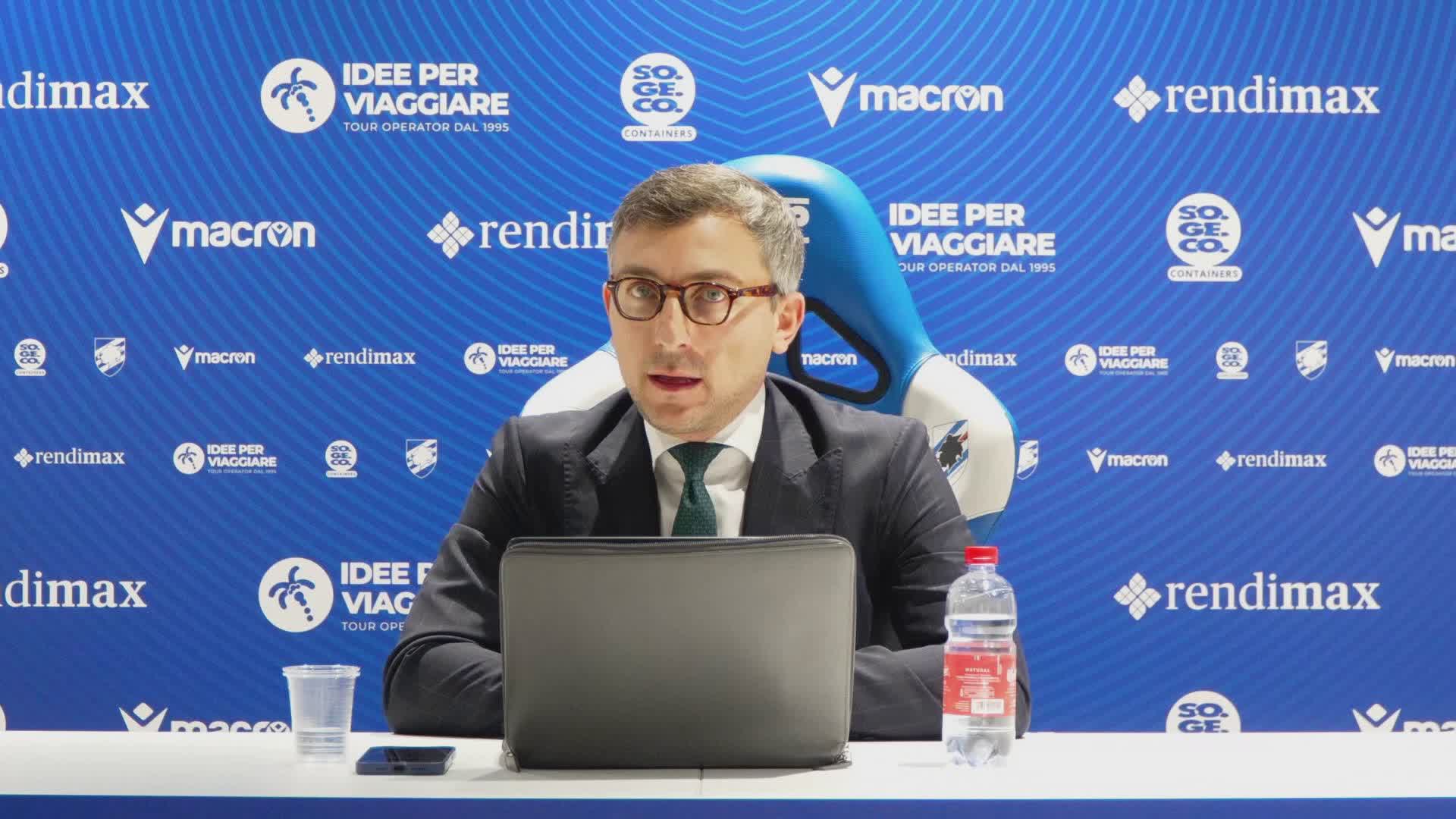 Sampdoria, Manfredi: "Accardi ci aiuterà, lo monitoriamo. Gli arabi? La proprietà è questa"