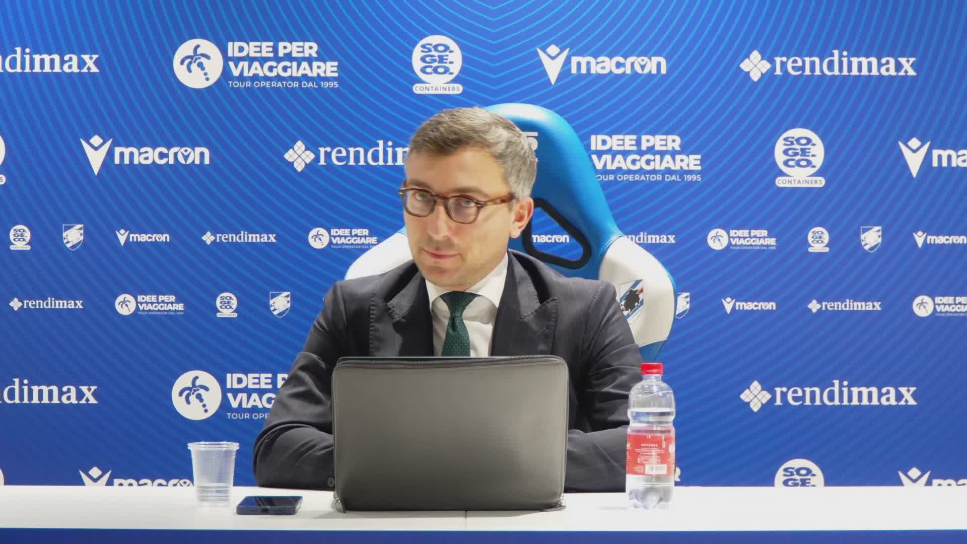 Sampdoria, Manfredi: "Siamo al lavoro da un mese per rinforzare la squadra"