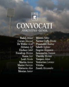 Fiorentina- Genoa, Vieira ritrova Zanoli: i convocati