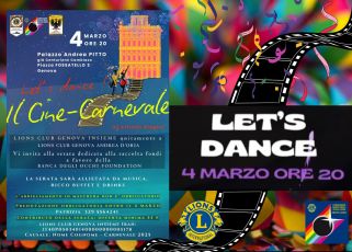 Genova, Lions Club: 'Let's Dance! Cinecarnevale', il 4 marzo serata a favore della Banca Occhi Melvin Jones