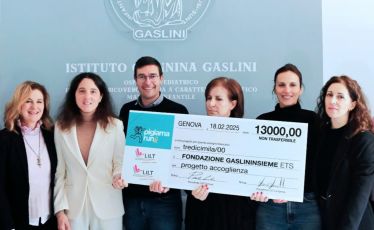 LILT Genova e La Spezia donano 13mila euro a Gaslininsieme per l'accoglienza delle famiglie dei piccoli pazienti