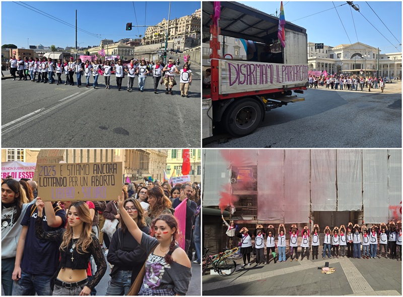 'Lotto, boicotto, sciopero': corteo del movimento 'Non una di meno' fra le strade di Genova 