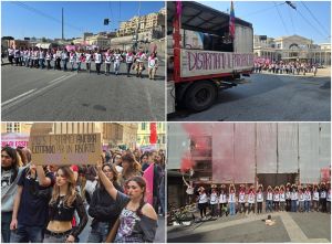 'Lotto, boicotto, sciopero': corteo del movimento 'Non una di meno' fra le strade di Genova 