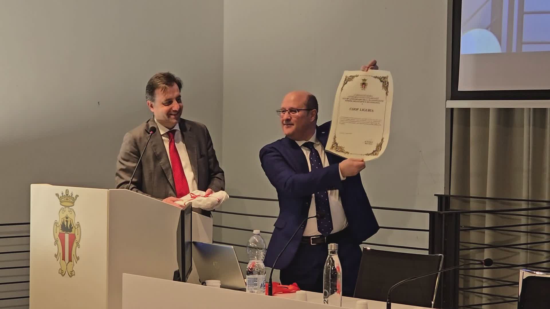 80 di Coop Liguria, riconoscimento dal sindaco di Savona: "Per il valore generato sul territorio"