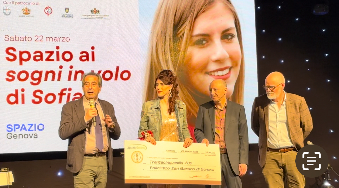 Genova, “Spazio ai sogni in volo di Sofia”: serata di grandi emozioni. La Fondazione dona 35mila euro al San Martino