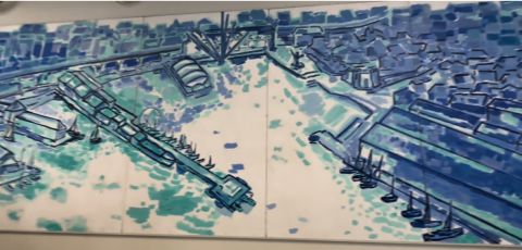 Porto Antico, una grande tela di Gian Marco Crovetto al Centro Congressi dei Magazzini del Cotone