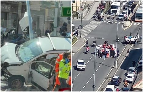 Genova, grave incidente in corso Europa: ribaltate auto e ambulanza
