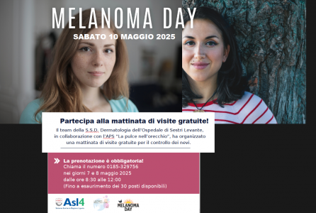 Melanoma Day, mattinata di visite gratuite organizzate dalla S.S.D. Dermatologia