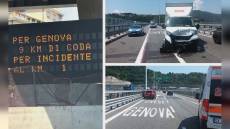 Ponte Genova San Giorgio: maxitamponamento, quattro feriti e coda fino a nove km