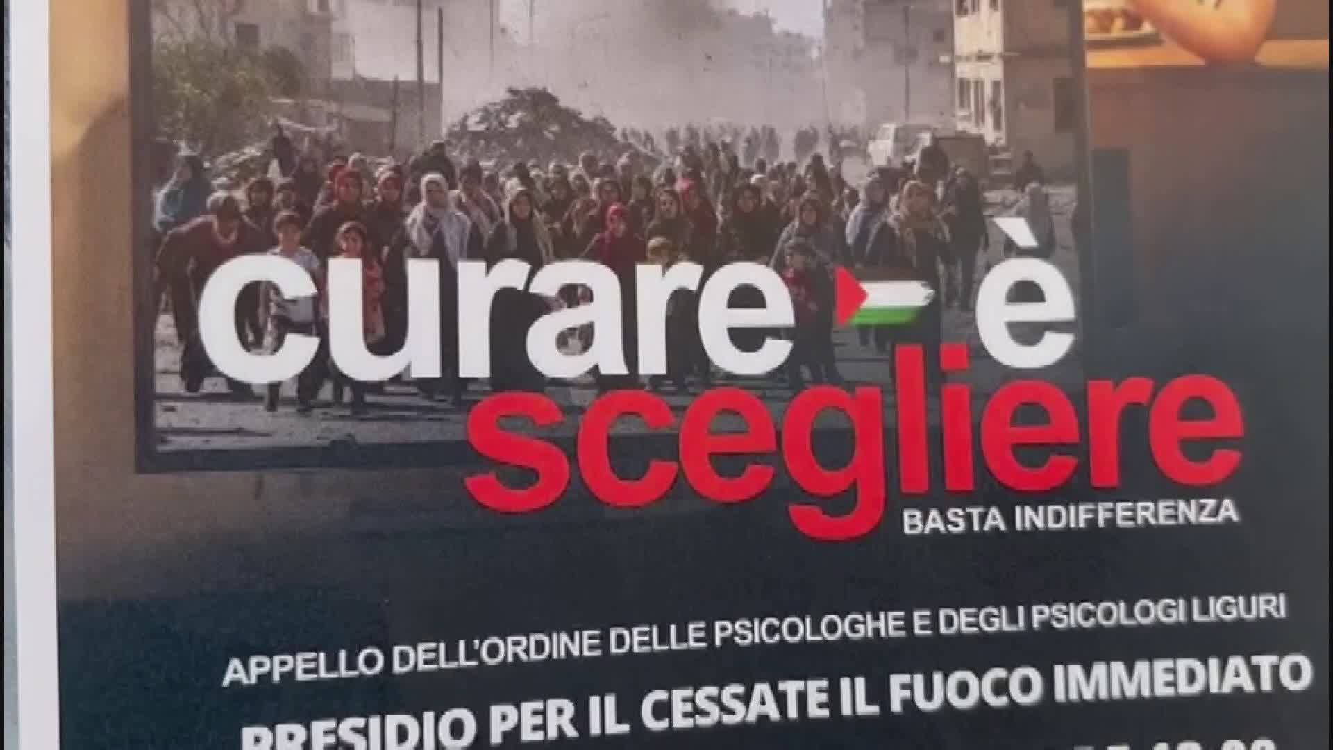 Psicologhe e psicologi liguri in piazza per la pace: presidio per il cessate il fuoco Immediato in Palestina