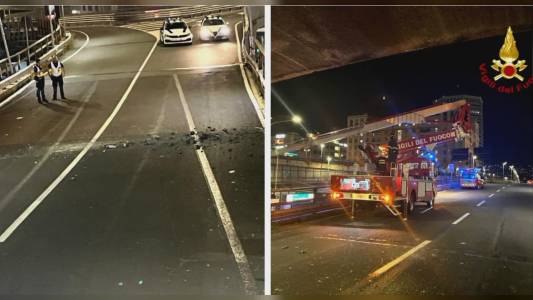 Genova: cadono pezzi di intonaco sulla Sopraelevata dall'elicoidale, viabilità modificata. Piovono calcinacci in via Fieschi, tratto interrotto