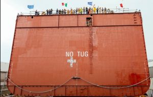 Fincantieri: varato a Castellammare il troncone della terza Unità di Supporto Logistico per Chantiers de l’Atlantique